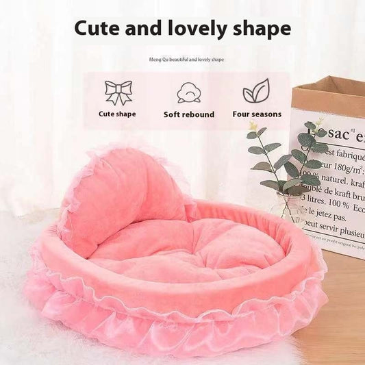 Soft Princess Bed with Dainty Lace & Bow